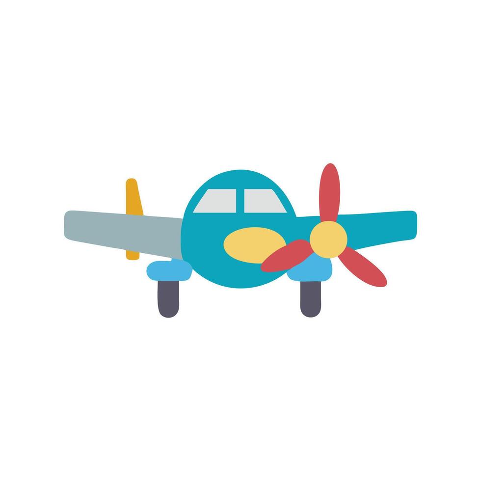 Cartoon Airplane Illustration on Black Background in Flat Design vector