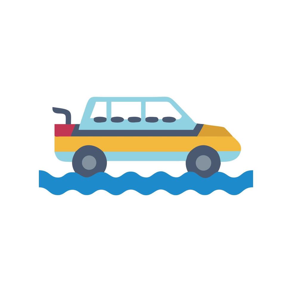 Flat illustration of an amphibious tour bus vector
