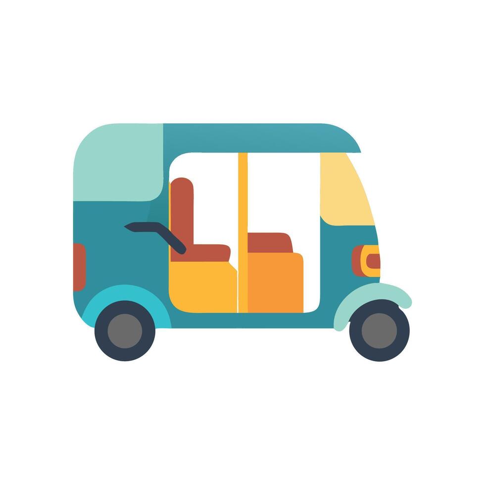 Cartoon Auto Rickshaw Illustration, Transportation Vehicle, Black Background vector