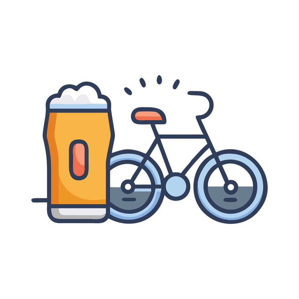 Beer and Bicycle Illustration on Black Background Image vector