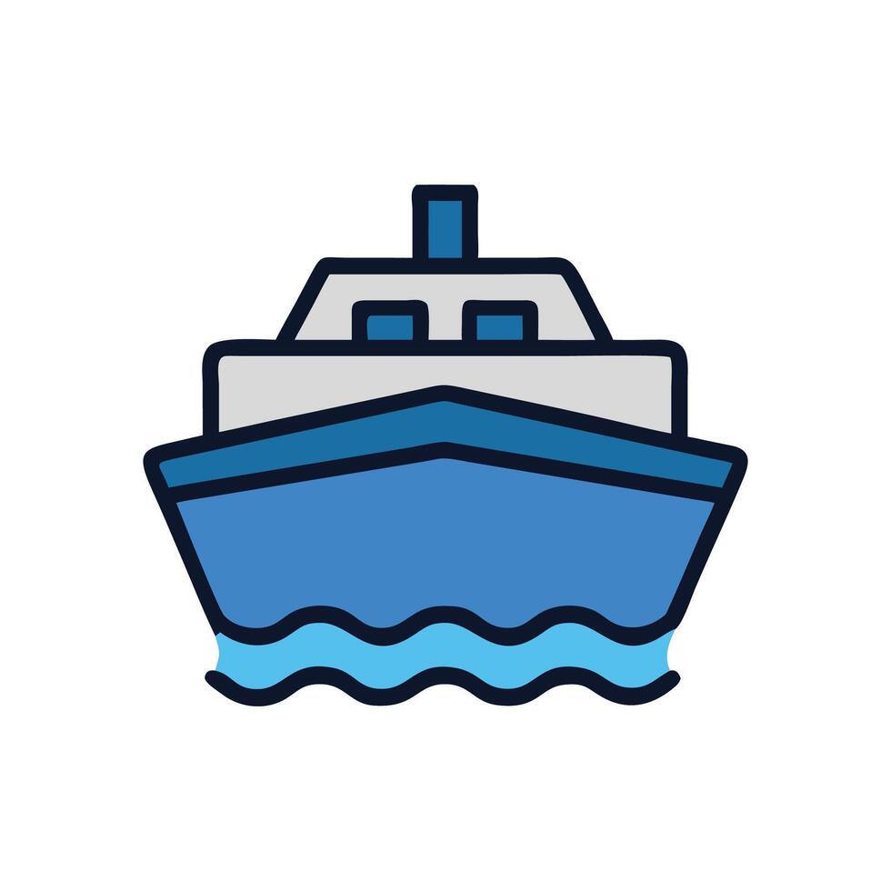 Blue ferry boat illustration on a black background vector