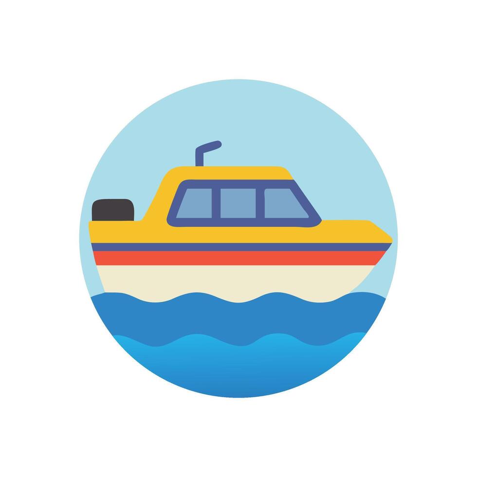Cartoon illustration of a motorboat on the water vector