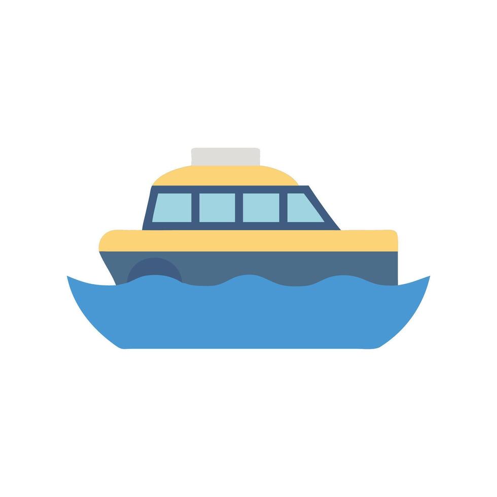 Cartoon boat illustration, colorful boat on the waves vector