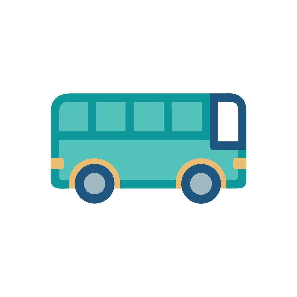 Cartoonish teal bus image on black background vector