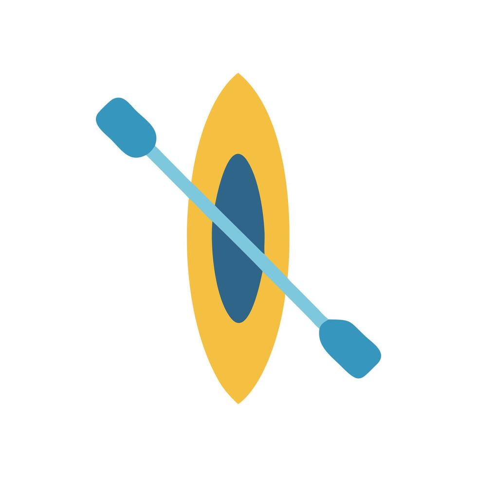 Simple Flat Design Kayak and Paddle on Black Background vector