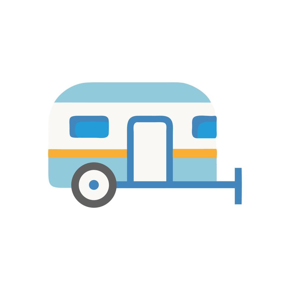 Retro Blue and White Travel Trailer Icon Illustration vector