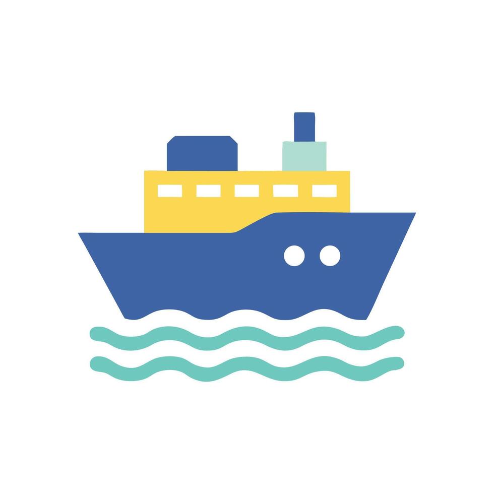 Simple icon illustration of a cargo ship at sea vector
