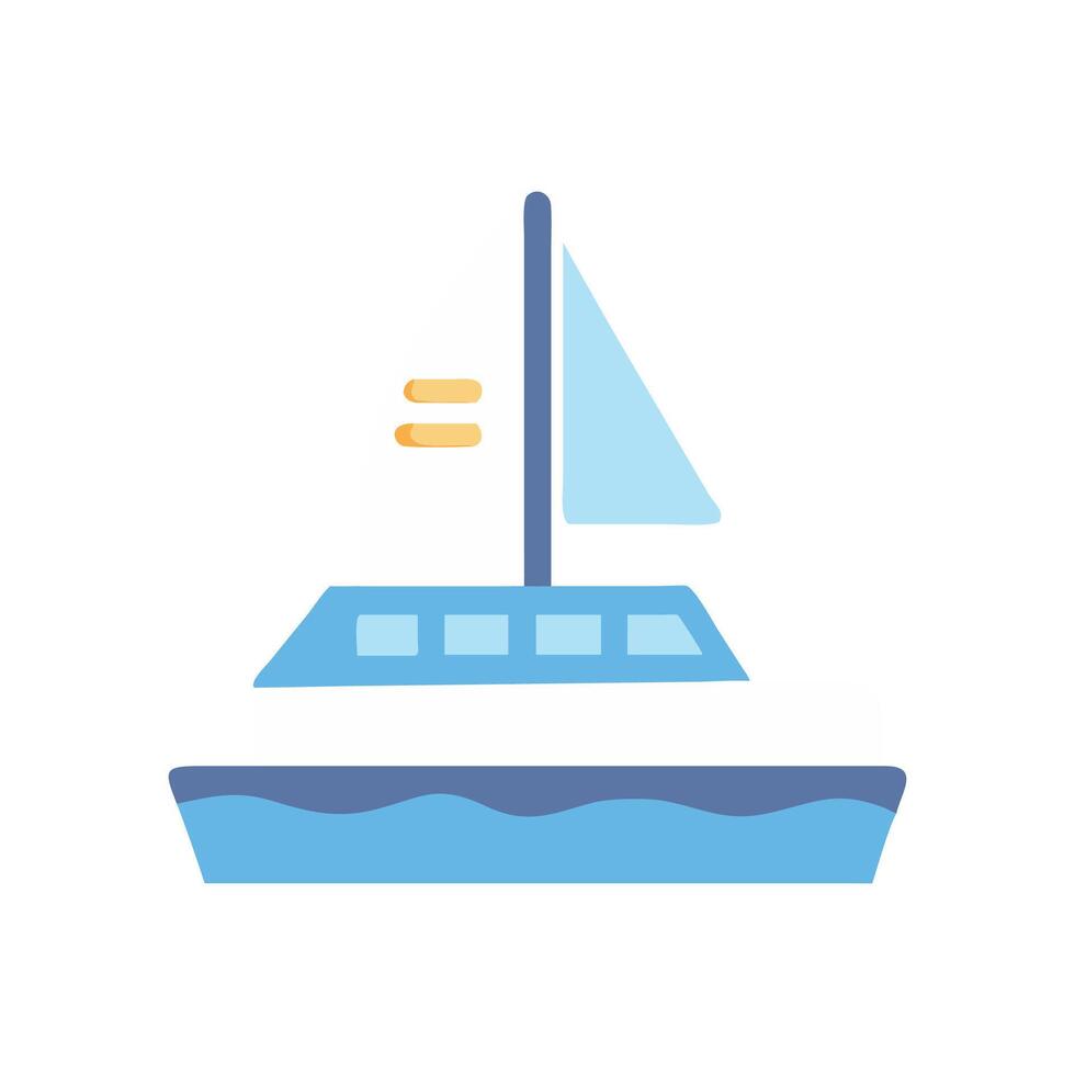 Simple cartoon yacht sailing the ocean on black background vector