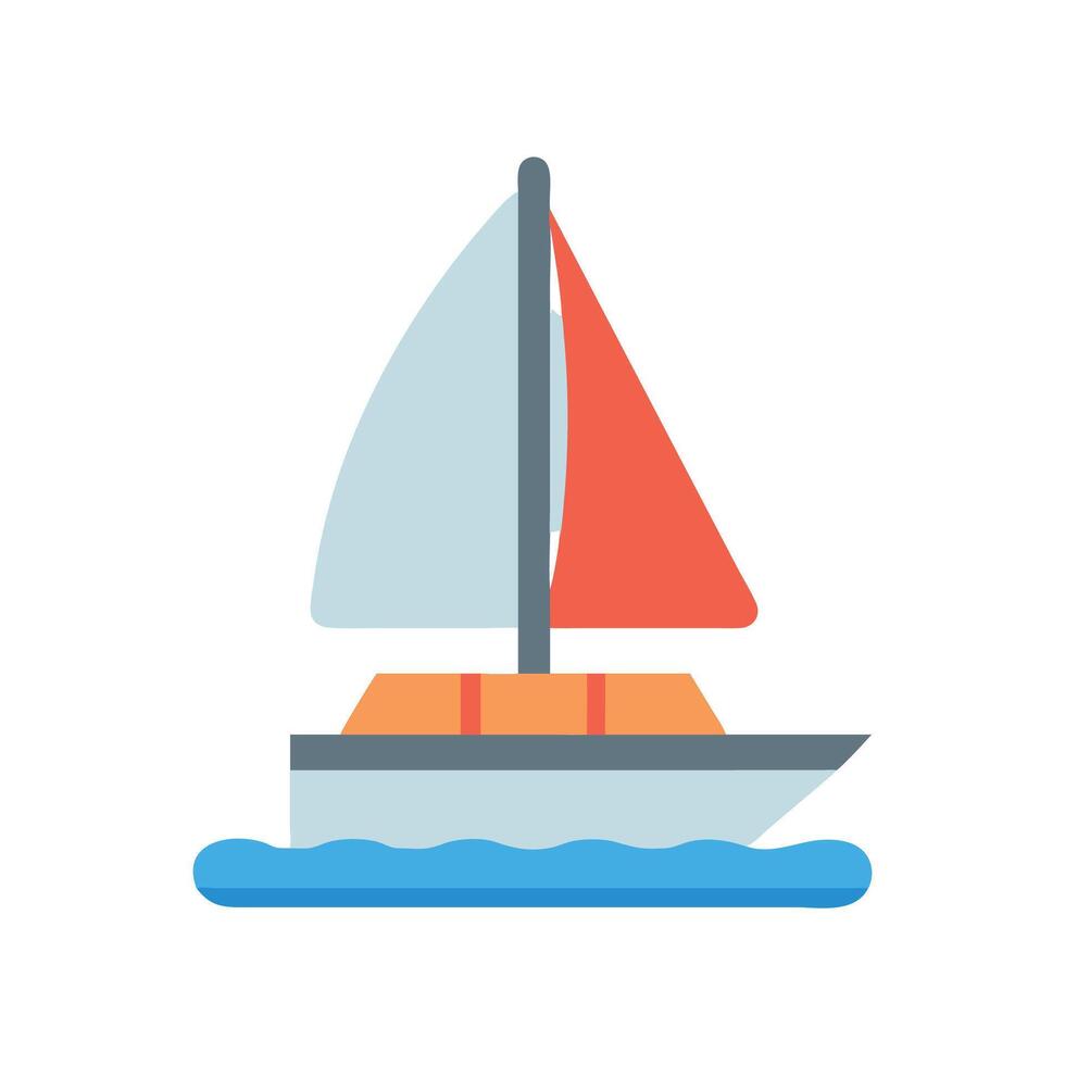 Simple Sailboat Illustration on Black Background, Summer Theme vector