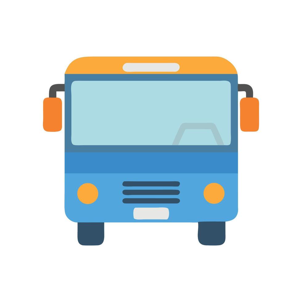 Blue and Orange Cartoon Bus on Black Background vector