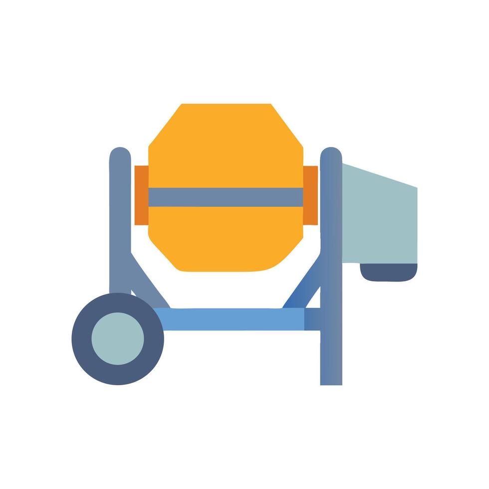Isolated illustration of an orange cement mixer vector