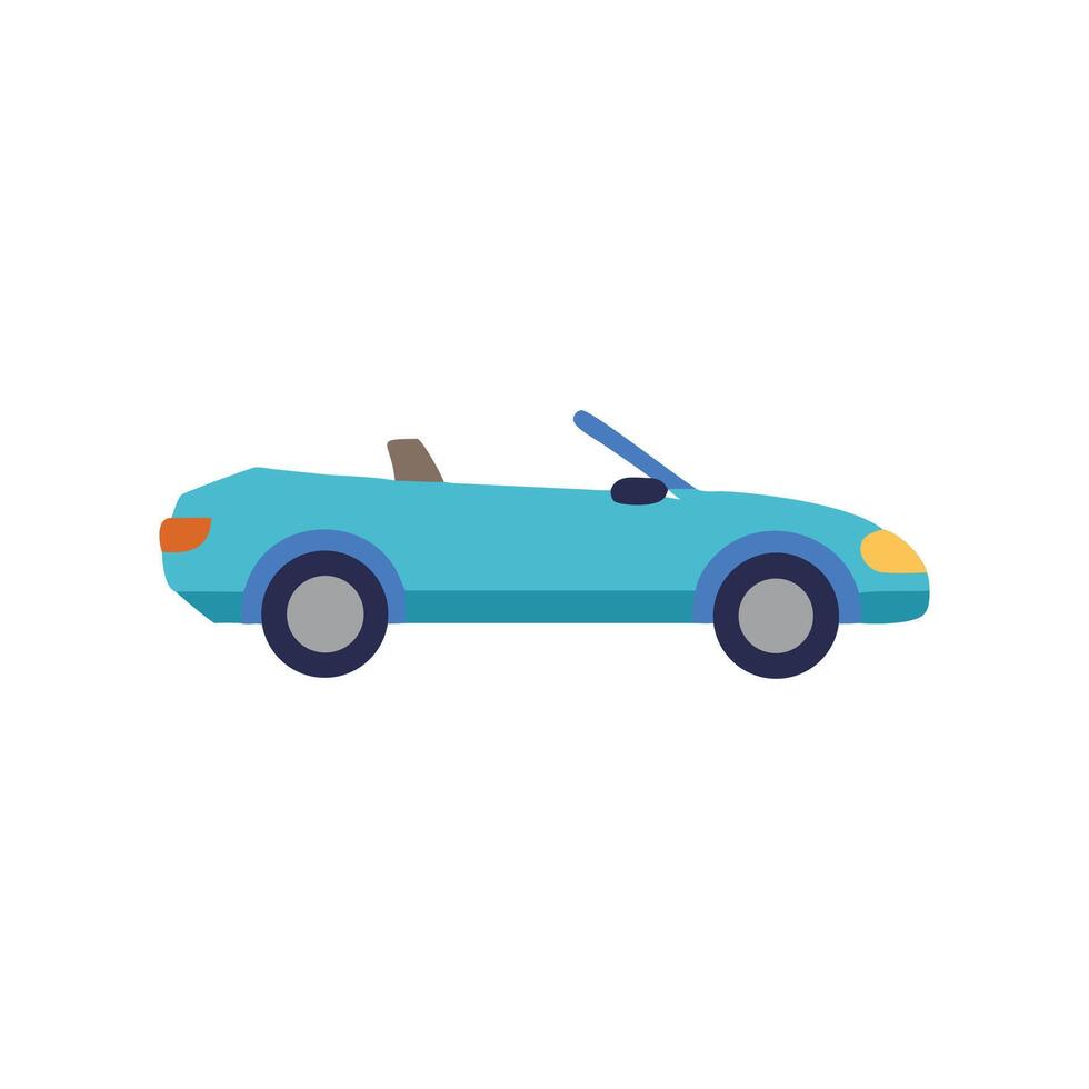 Cartoon blue convertible car isolated on a black background vector