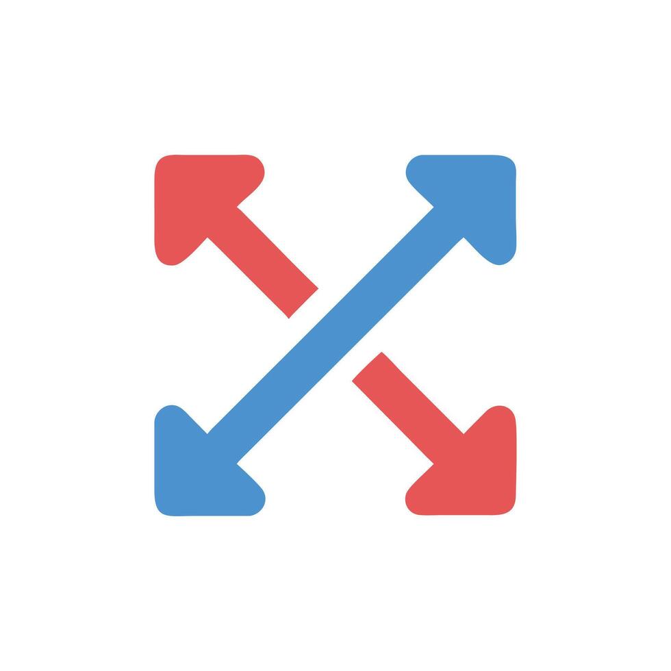 Blue and Red Arrows Pointing Outwards on Black vector