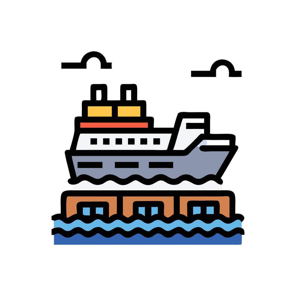 Cruise ship at pier or dry dock illustration vector