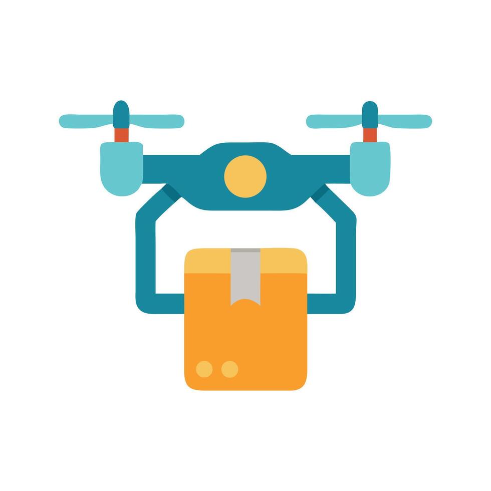 Drone Delivery of Package Illustration on Black Background vector