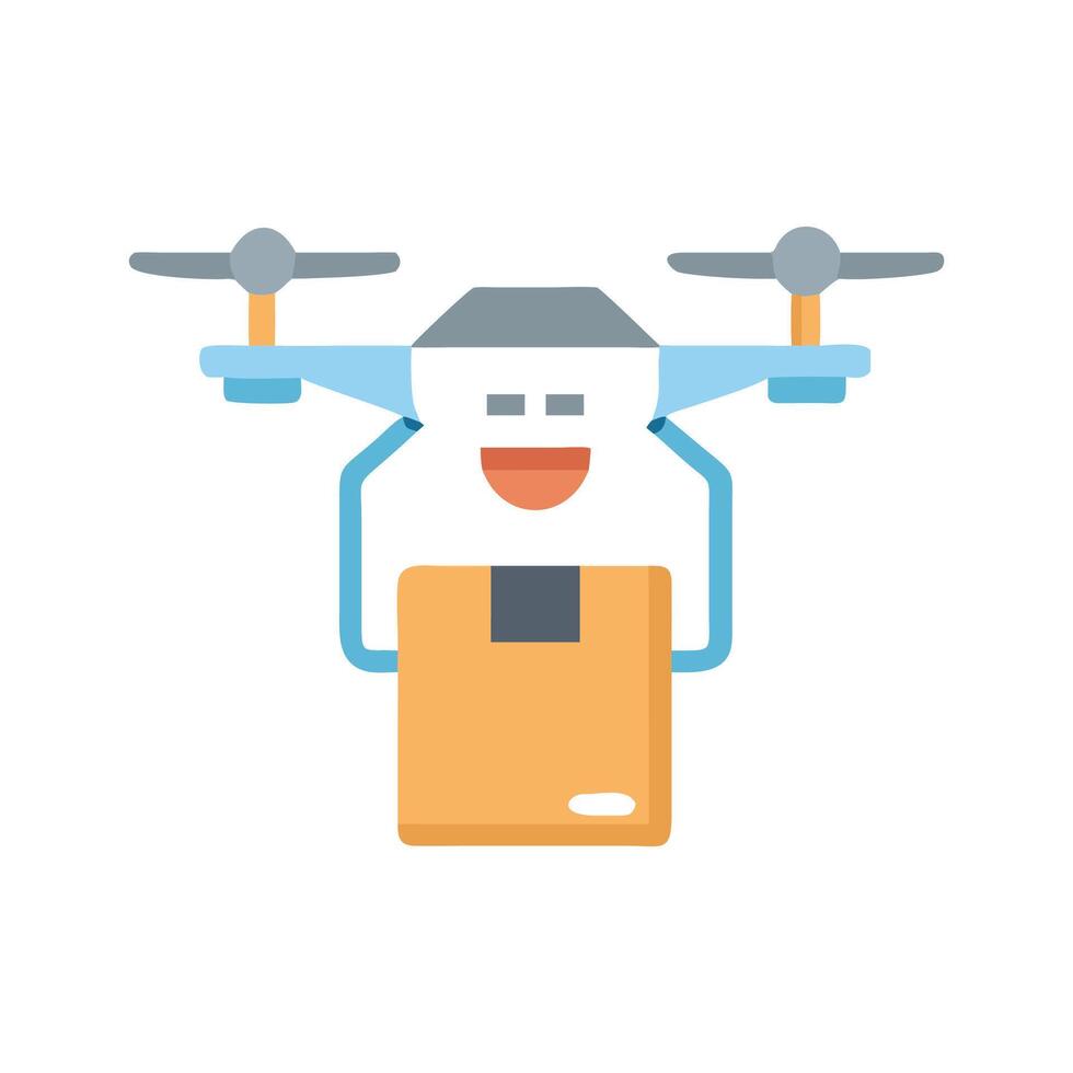 Drone delivery with box concept on black background vector