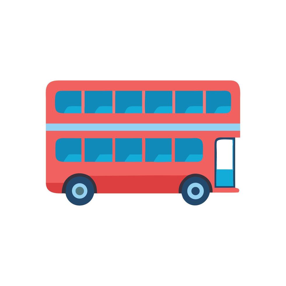 Red double decker bus London iconic cartoon style vector