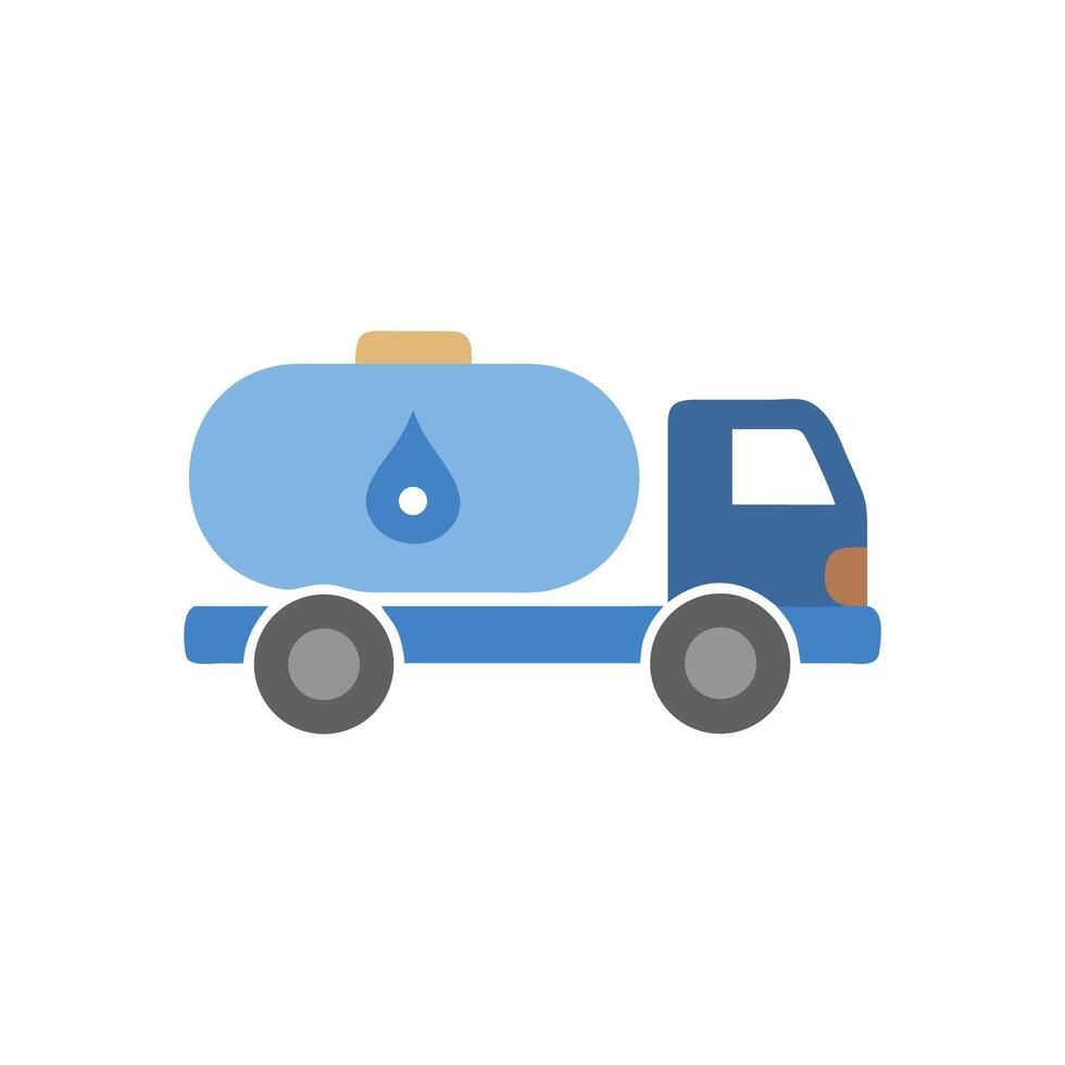 Blue water truck flat icon on black background vector