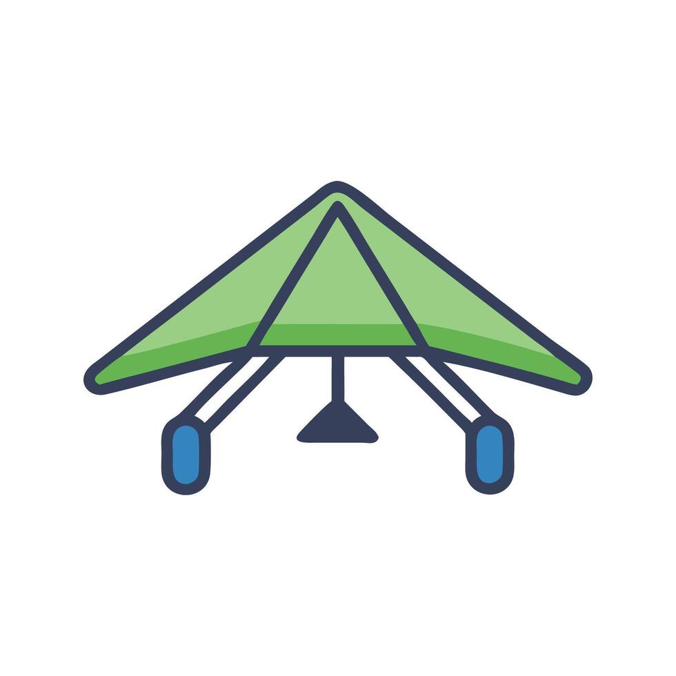 Green hang glider illustration with outline style on black vector