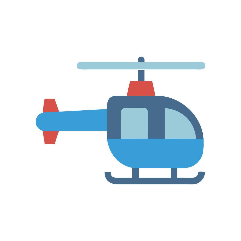 Simple cartoon helicopter in blue and red on black vector