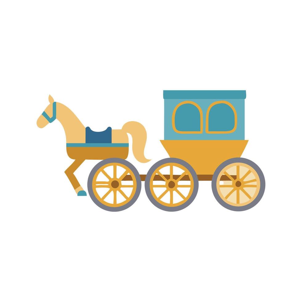 Cartoon illustration of a horsedrawn carriage on black vector