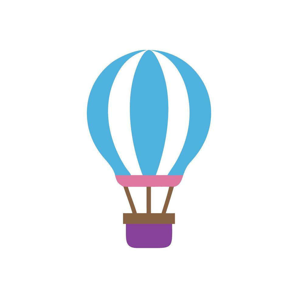 Blue hot air balloon on black background vector