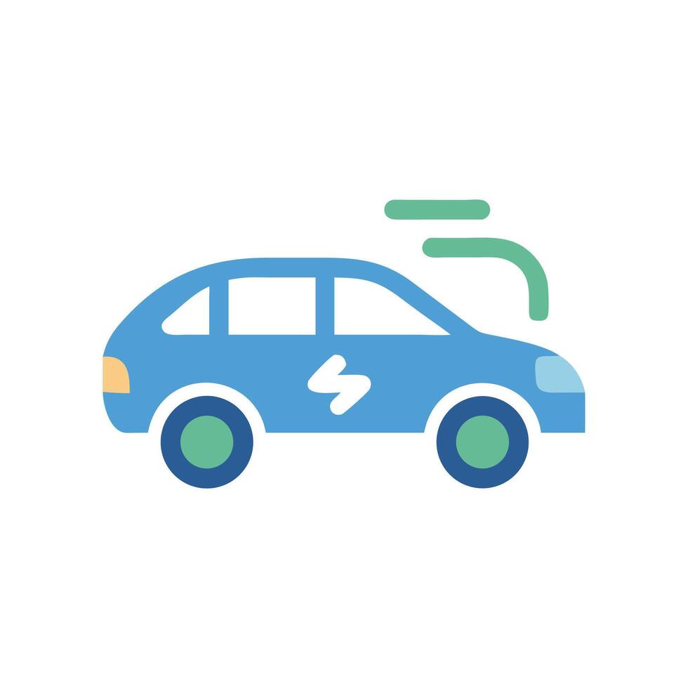 Blue Electric Car with Green Energy Stream Icon vector
