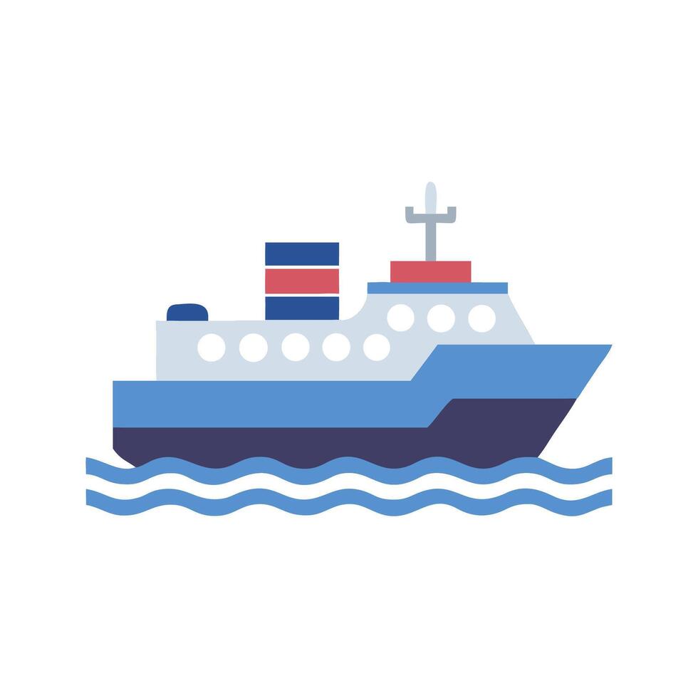 Minimalist Cruise Ship Icon on Black Background Illustration vector