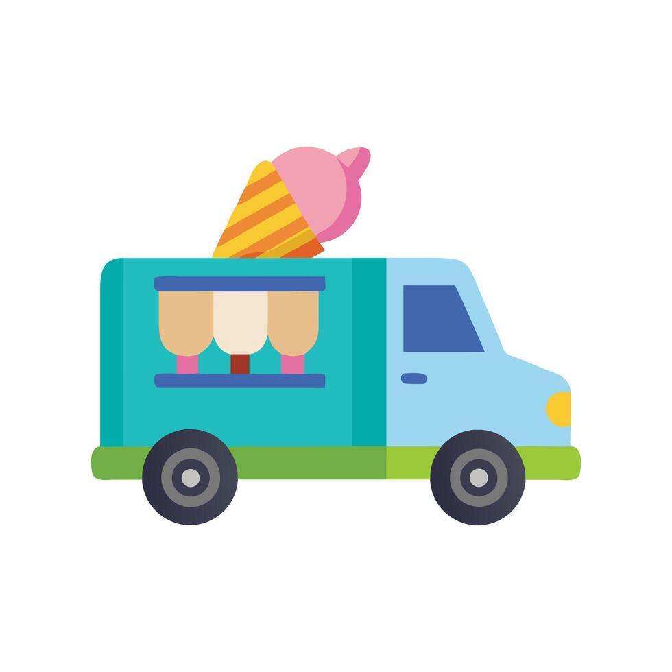 Colorful Ice Cream Truck Illustration on Black vector