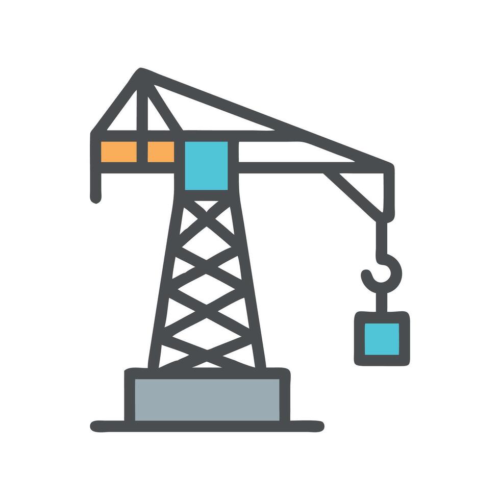 Stylized Icon of a Construction Crane on Black Background vector