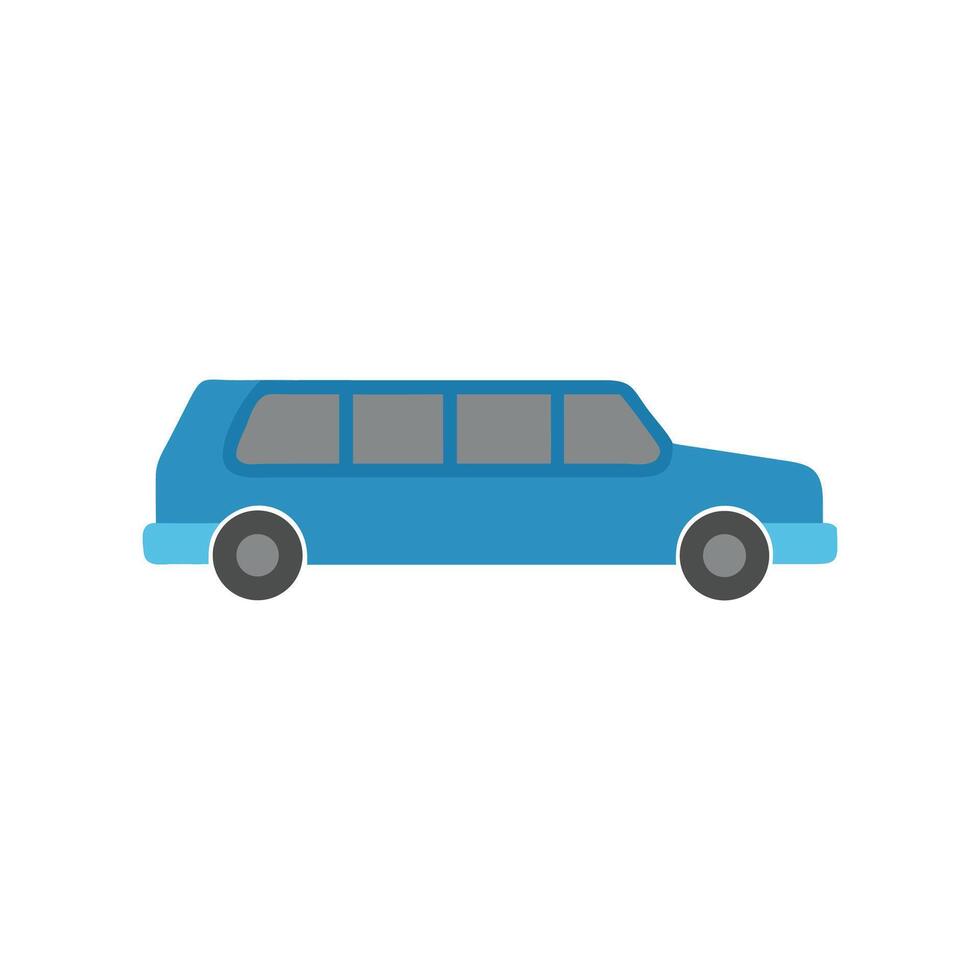 Blue Limousine Cartoon Style Illustration On Black Background vector