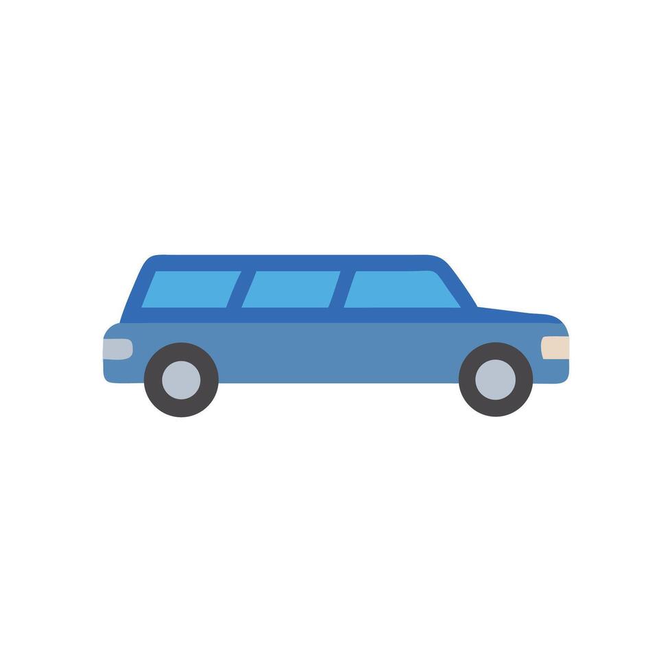 Blue Limousine Car Icon Graphic on Black Background vector