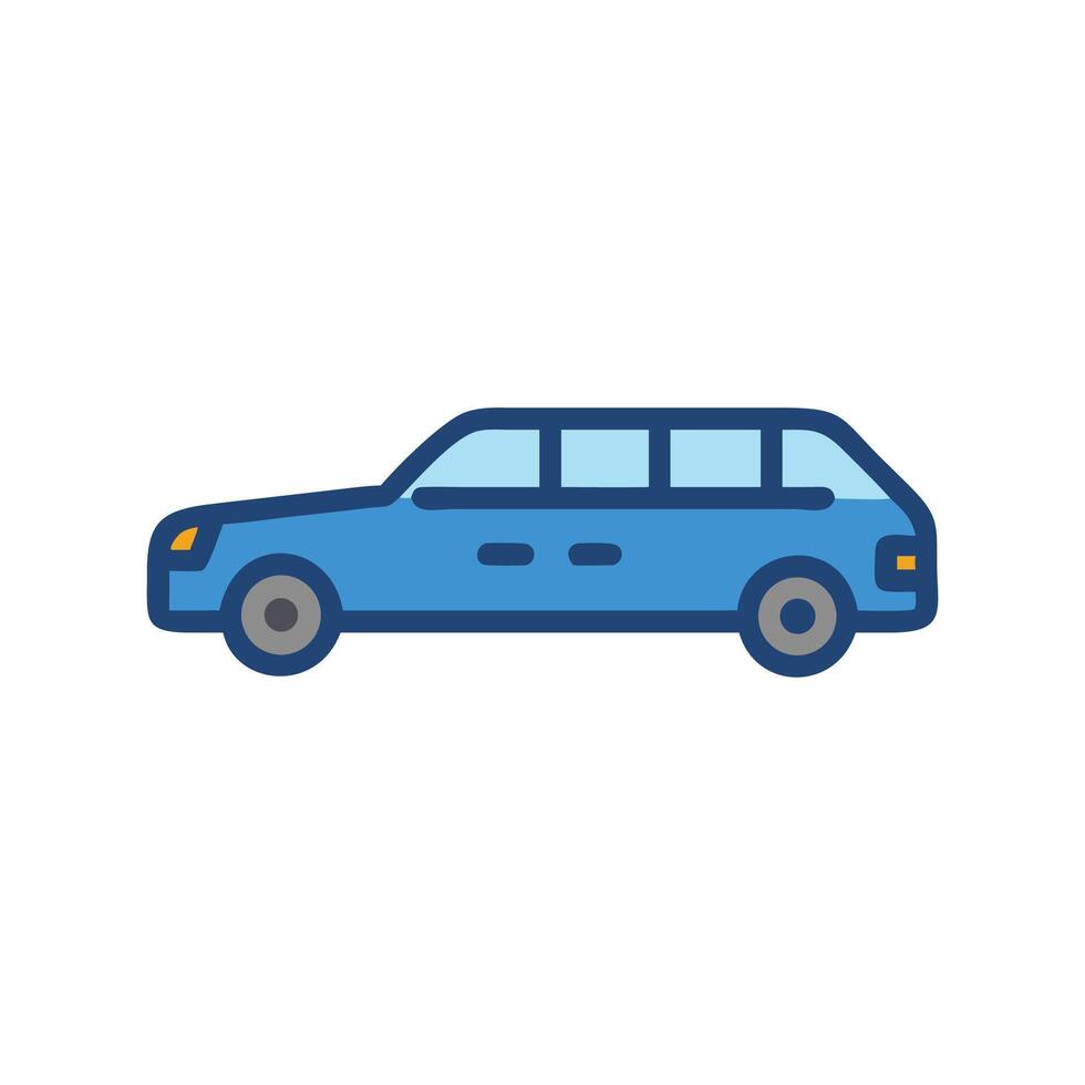 Blue Limousine Illustration on Black Background Icon vector