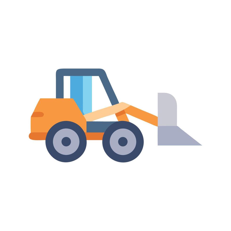 Cartoon Skid Steer Loader on Black Background vector