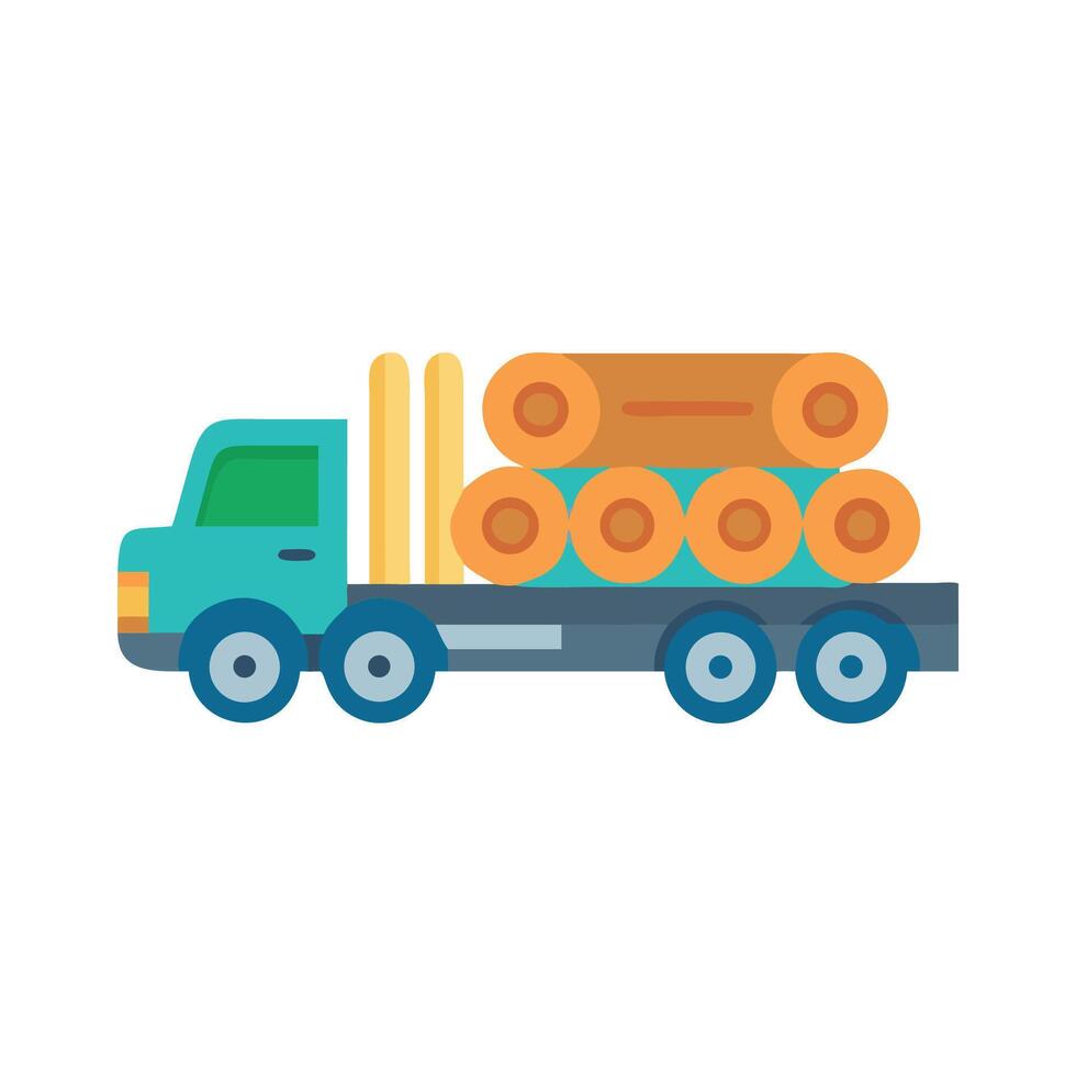 Cartoon Logging Truck Illustration on Black Background vector
