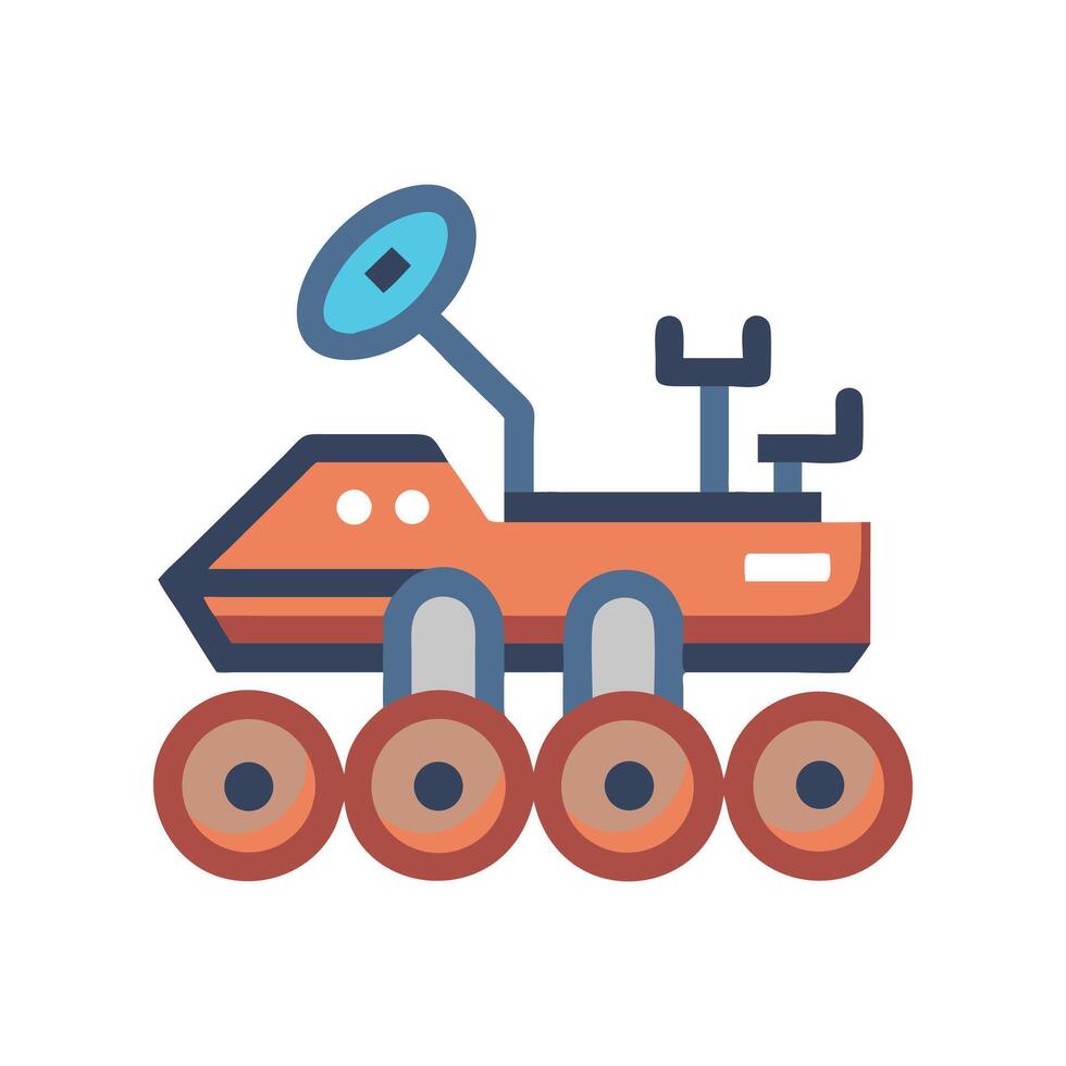Cartoon Mars rover icon, space exploration vehicle vector