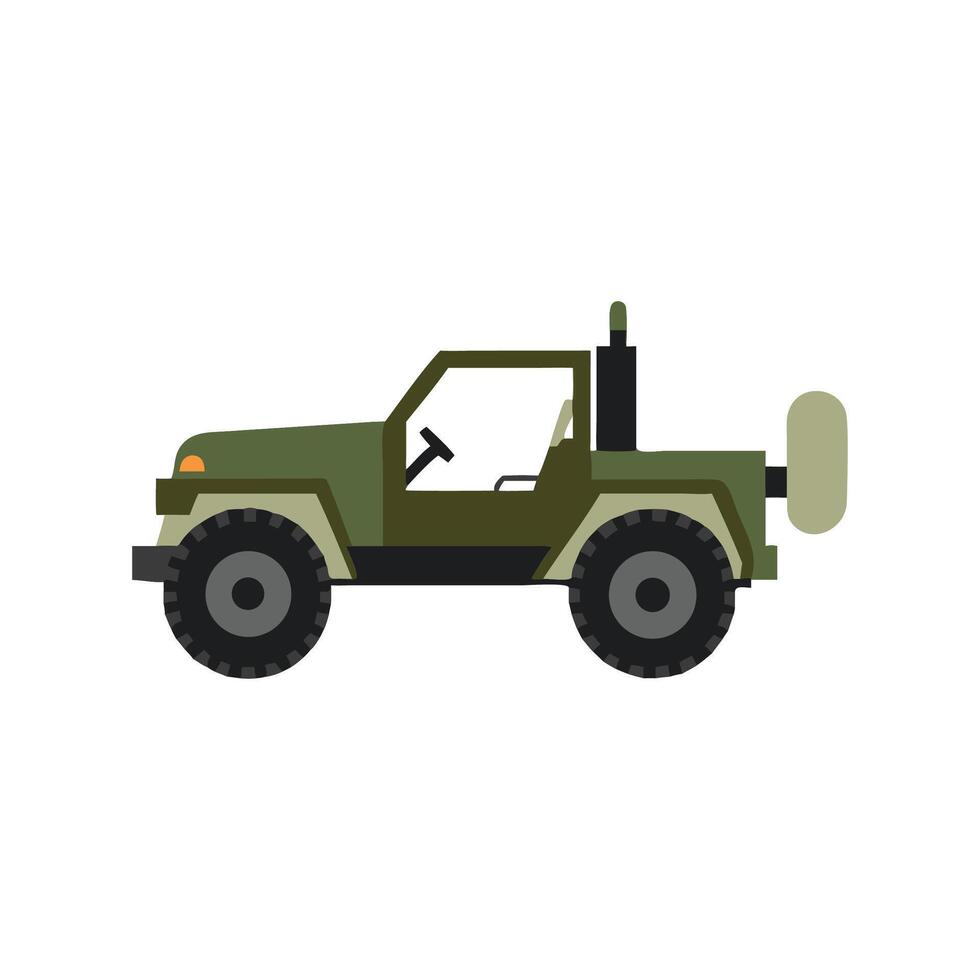 Green Military Jeep Illustration on Black Background vector