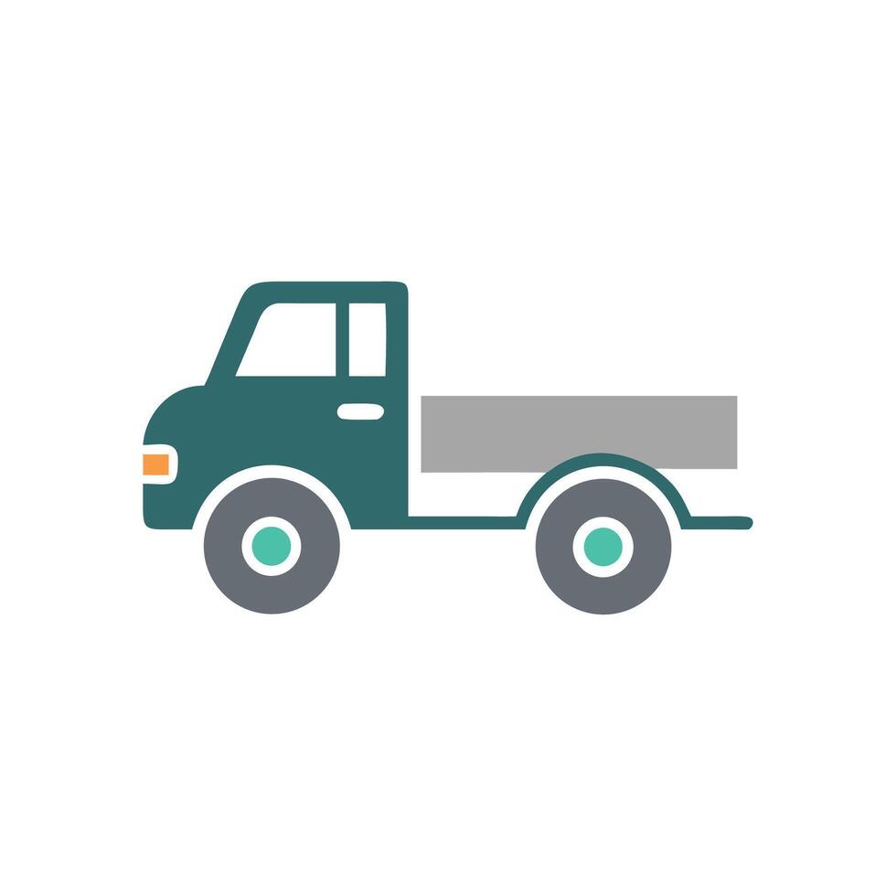 Illustration of a teal pickup truck on black vector
