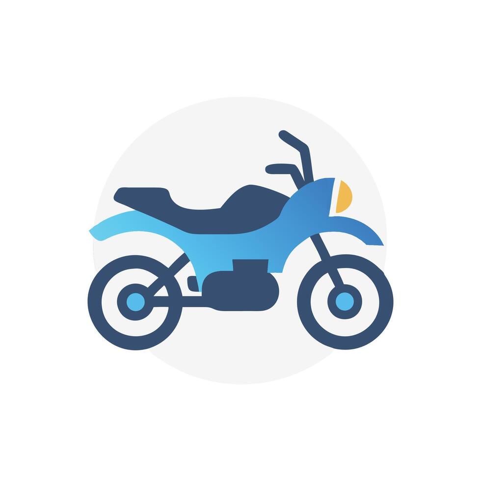 Blue motorcycle on a white circle against black background vector