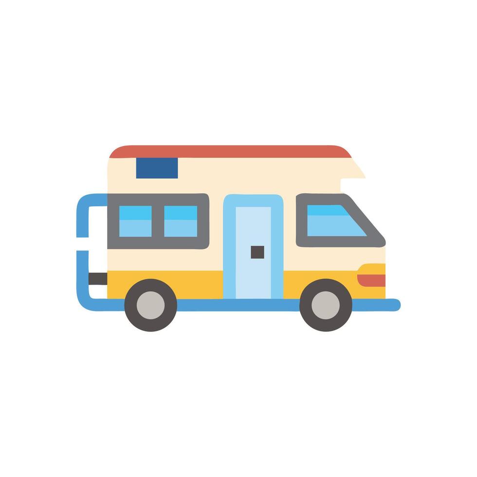Isolated RV illustration with wheels on black background vector