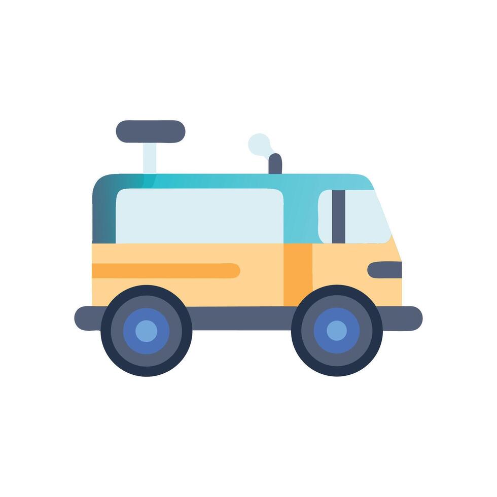 Stylized Camper Van Icon Illustration, Black Background Design vector