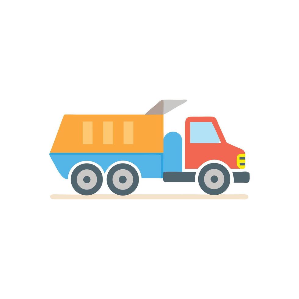 Flat style illustration of dump truck icon vector