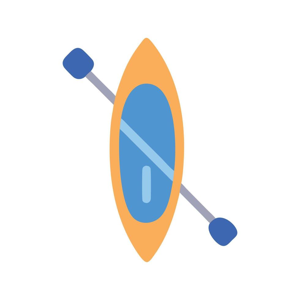 Cartoon Kayak Illustration with Paddle on Black Background vector