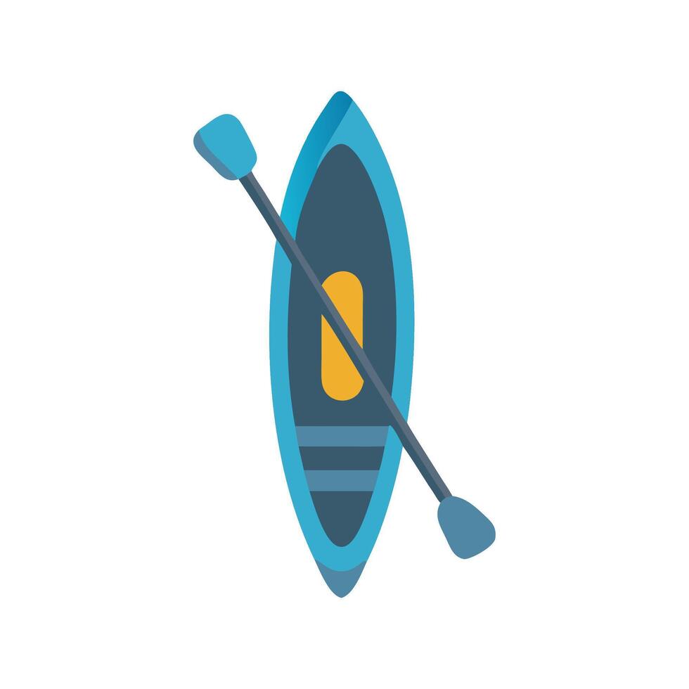 Blue Cartoon Kayak with Paddle on Black Background vector