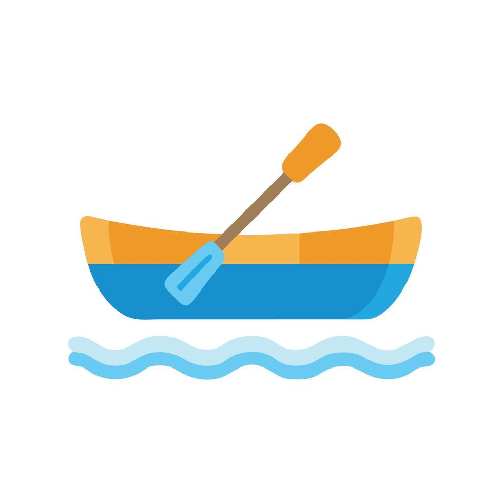 Cute Cartoon Rowboat with Paddle on Water Graphic vector