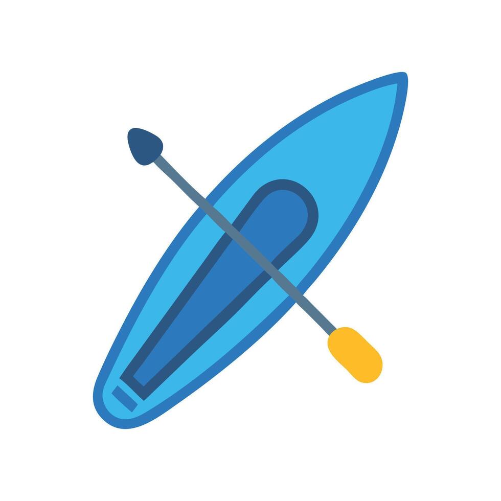 Blue Kayak Icon with Paddle on Black Background vector