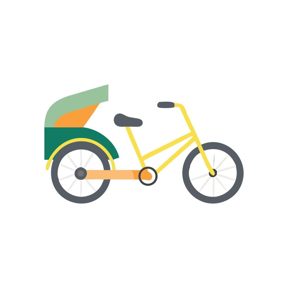 Colorful rickshaw illustration isolated on black, graphic vector