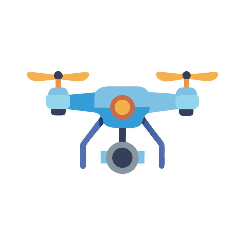 Blue drone illustration with camera on a black background vector