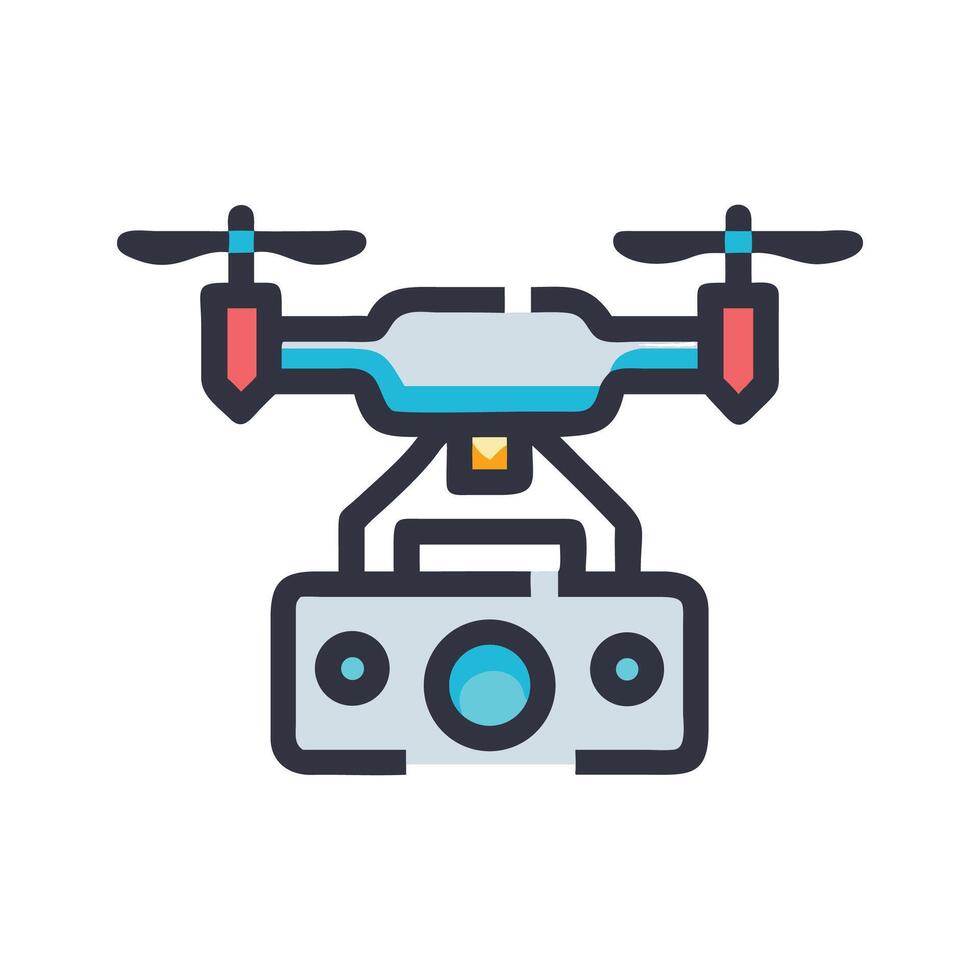 Modern drone with camera for aerial photography tech vector