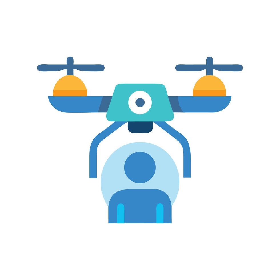 Isolated blue avatar controlled by drone on black background vector